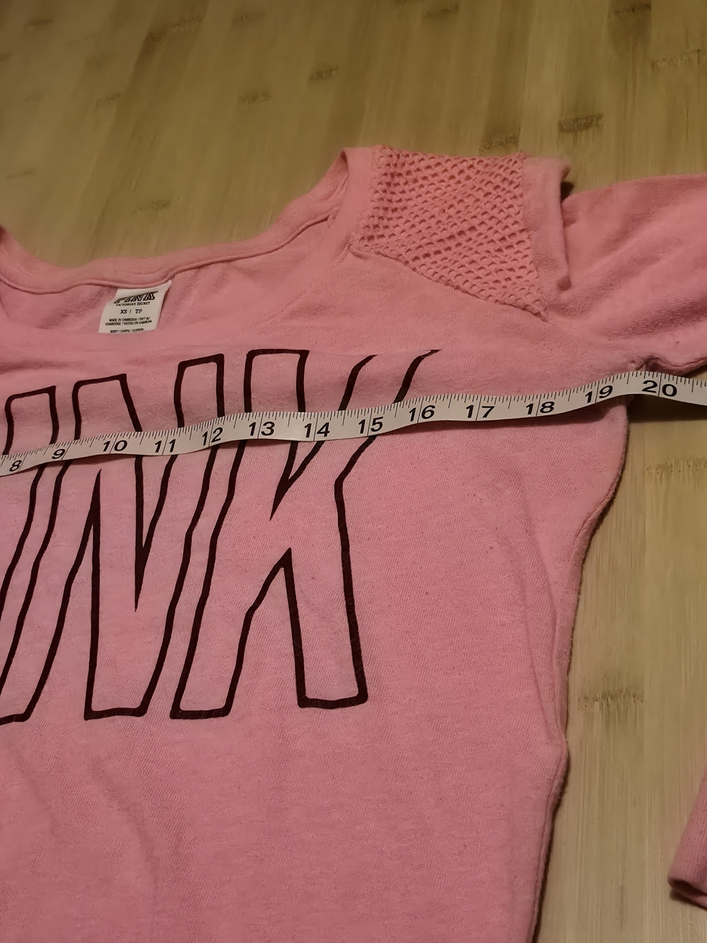 PINK Victoria's Secret Pink Waffle Shoulder Crewneck Top XS Logo Sweatshirt - Picture 4 of 11